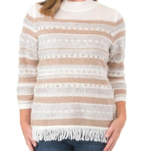 Alfred Dunner Fringe Knit Sweater - Picture 2 of 4